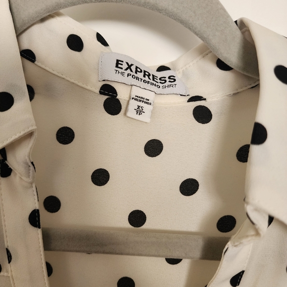 Express Black and White Polka Dot Portofino Shirt - Picture 4 of 4